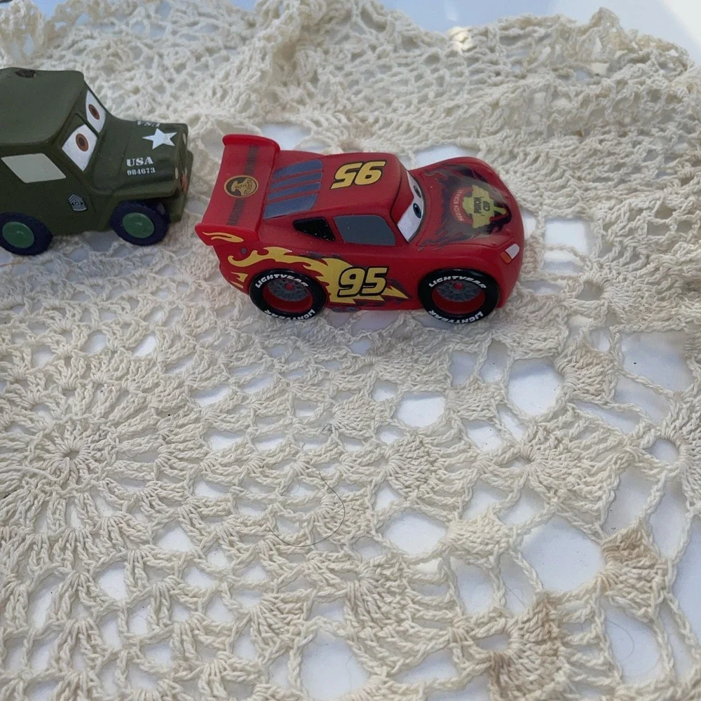 Disney Pixar Cars Vinyl Bath Pool Toys Lightning Sarge Cop Lot Of 3